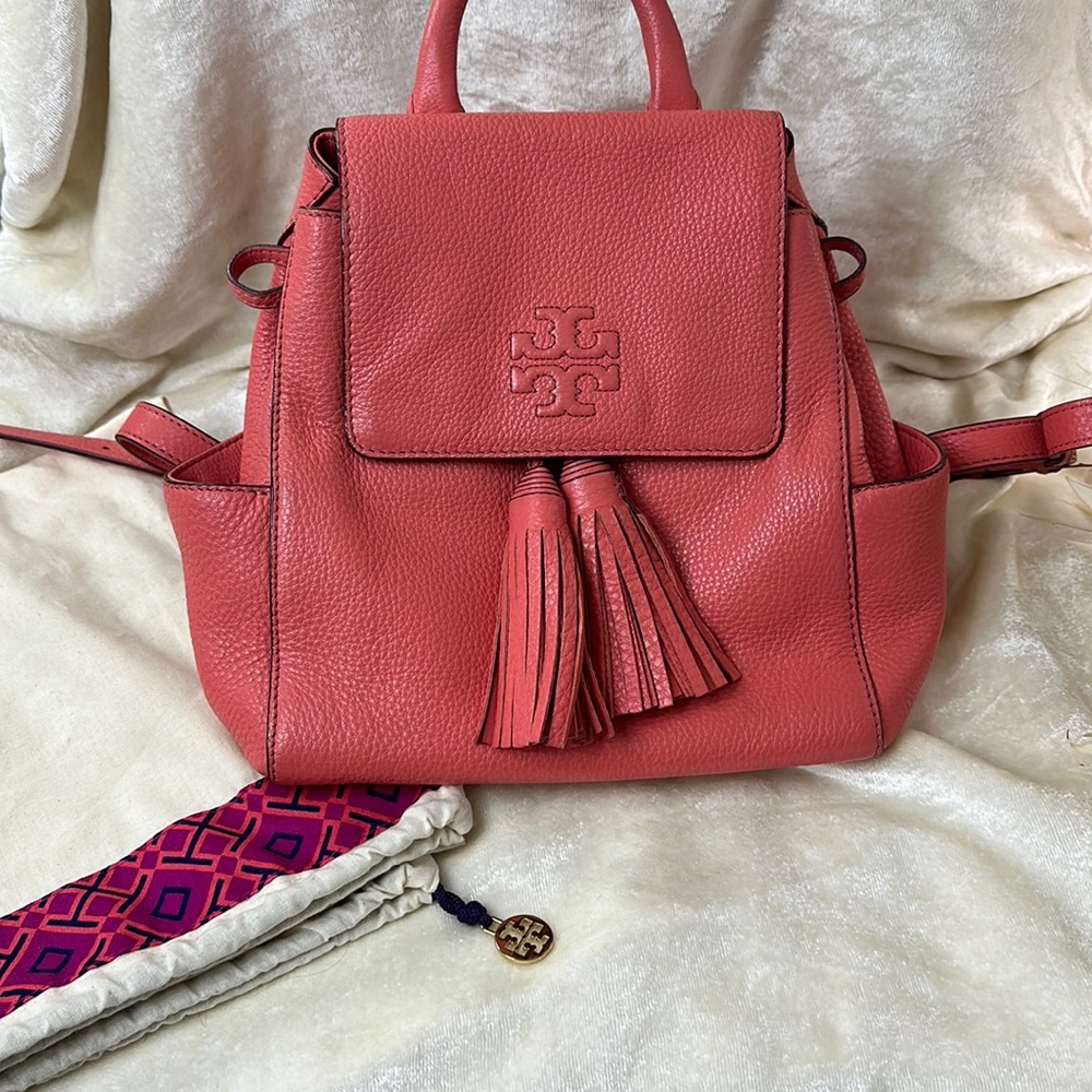 Tory Burch Beautiful Coral leather backpack purse